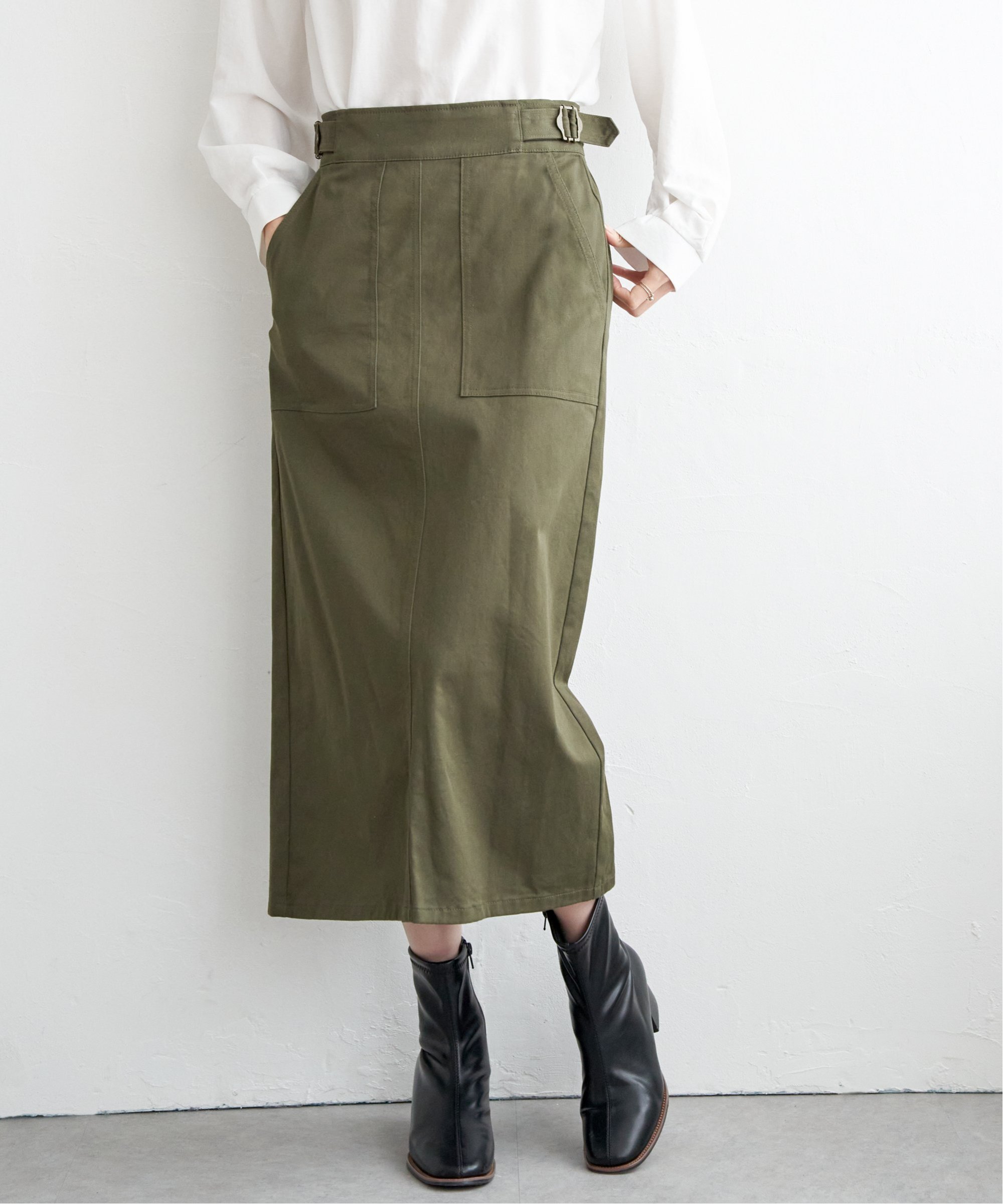 ikka（イッカ） 【雑誌InRed10月号掲載】ストレッチIラインスカート