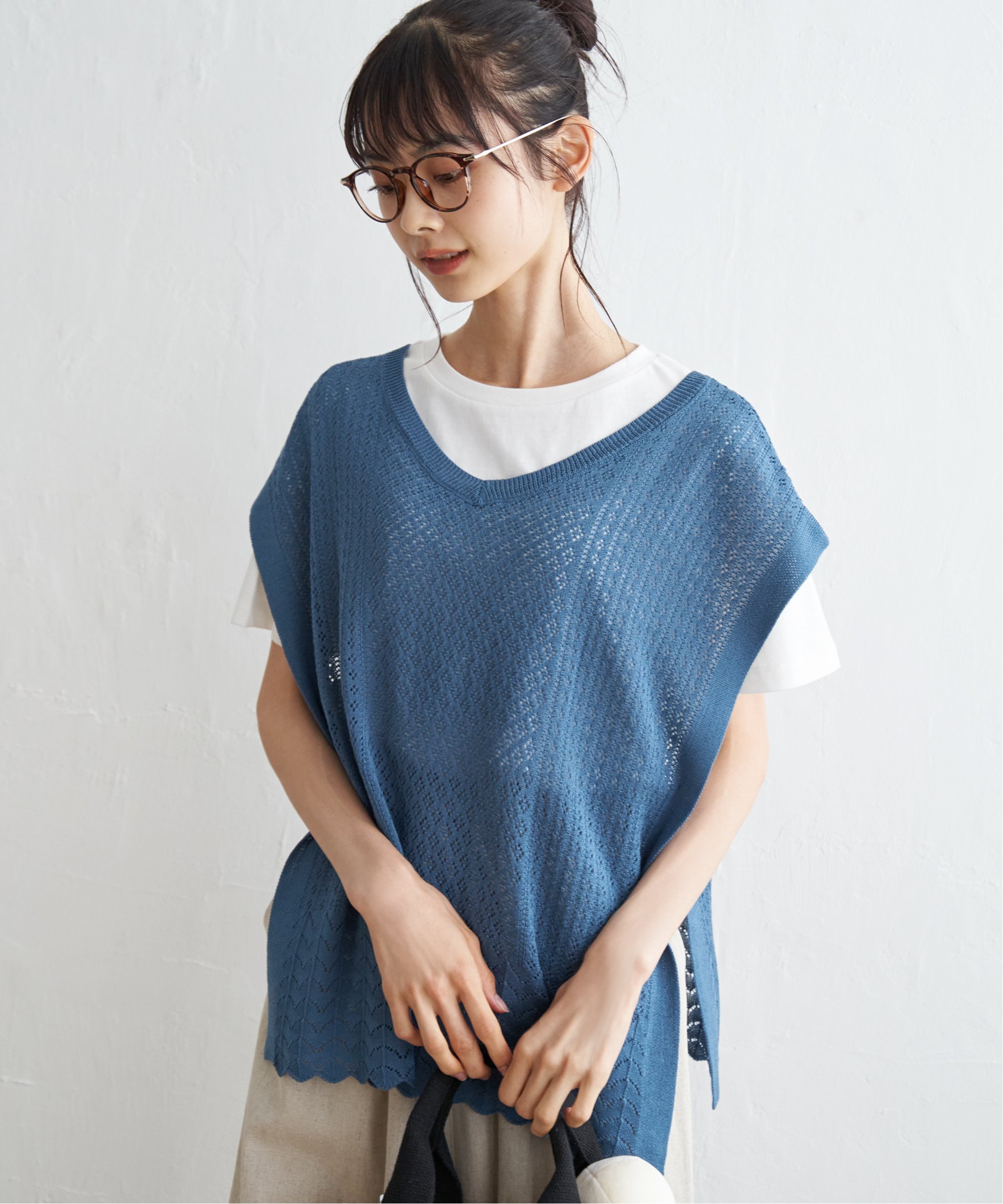 透かし編み裾スカラップベスト : COX-ONLINE SHOP ヤフー店