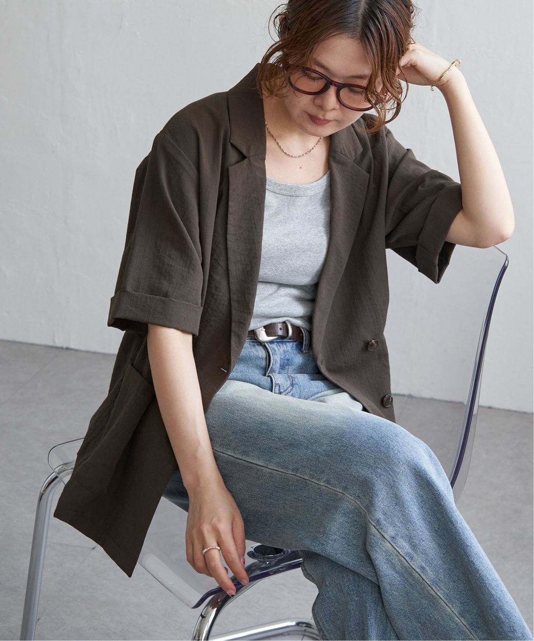 リネンライクハーフスリーブジャケット : COX-ONLINE SHOP ヤフー店
