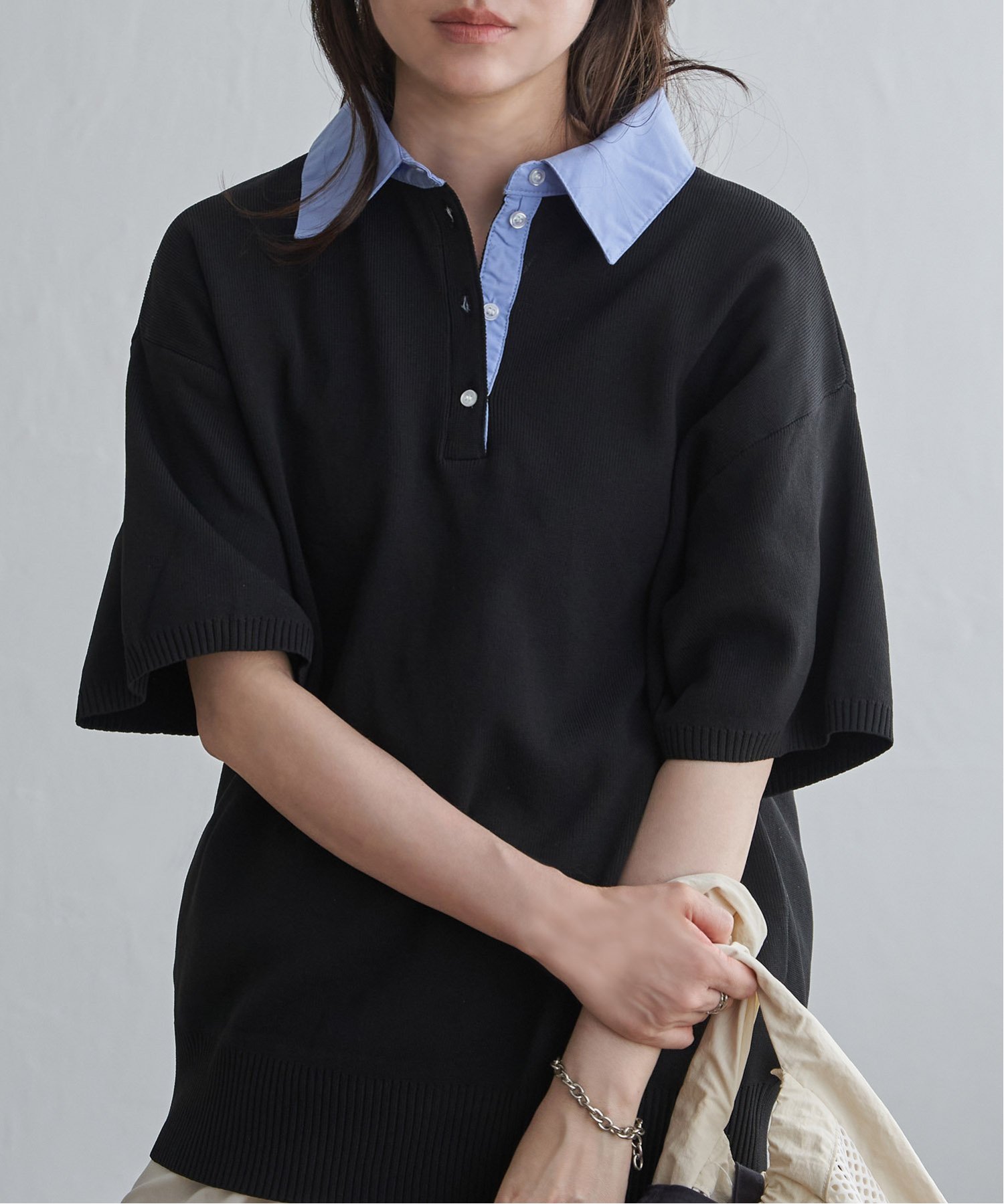 VENCE EXCHANGE シャツ襟 半袖ポロニット : COX-ONLINE SHOP ヤフー店