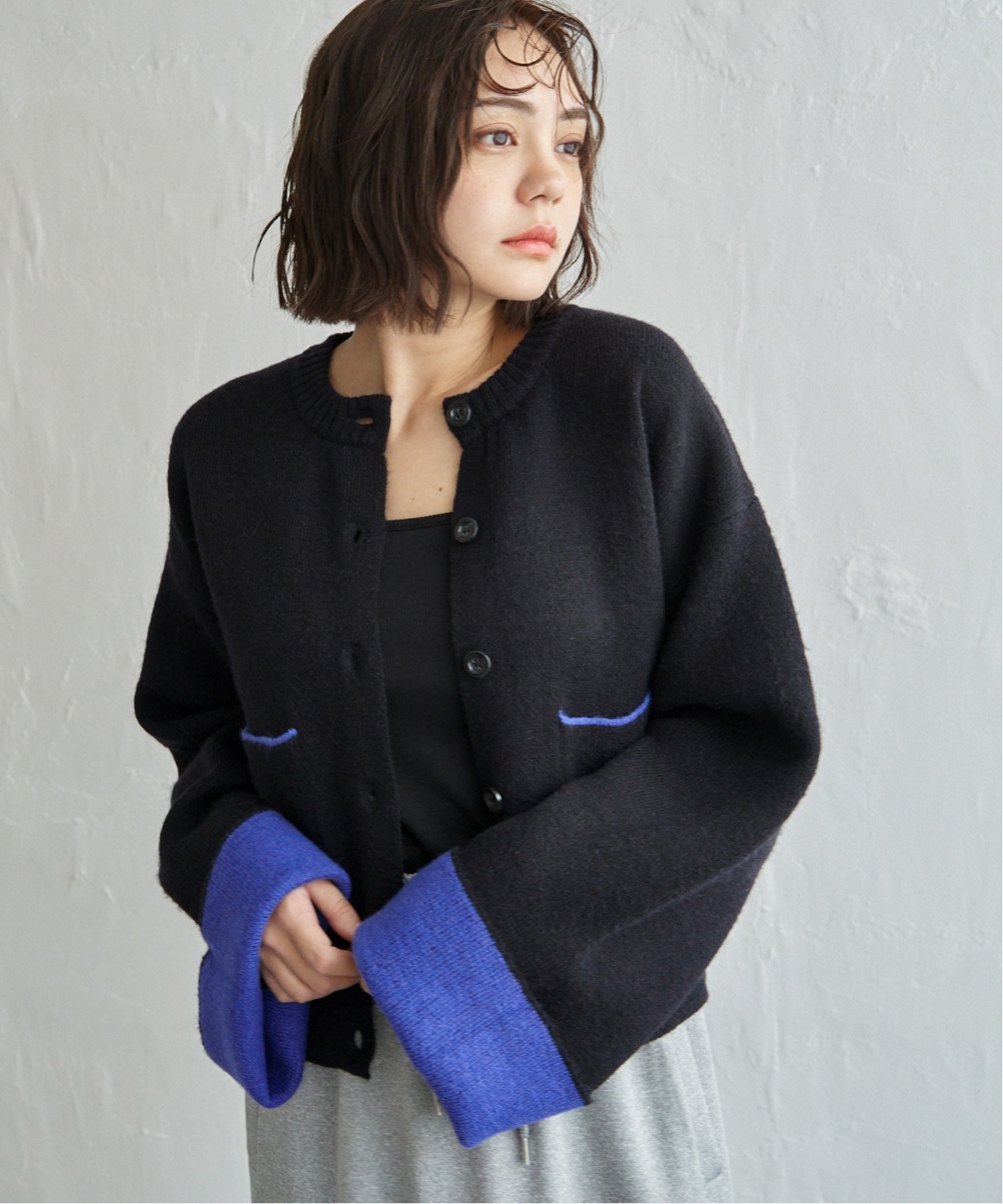 ハーフノートカーディガン notch. アルパカタッチバイカラーカーディガン : COX-ONLINE SHOP