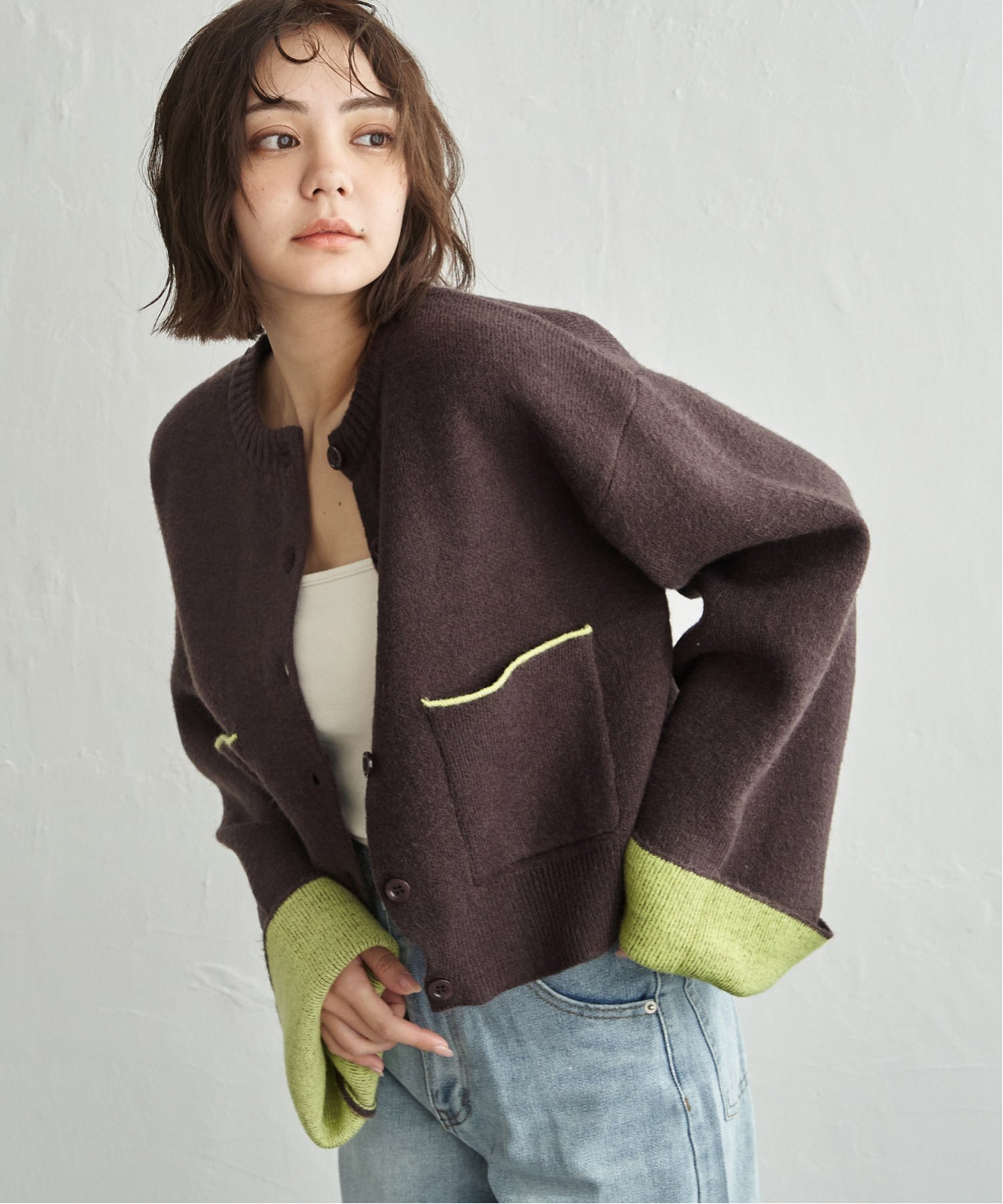 notch. アルパカタッチバイカラーカーディガン : COX-ONLINE SHOP