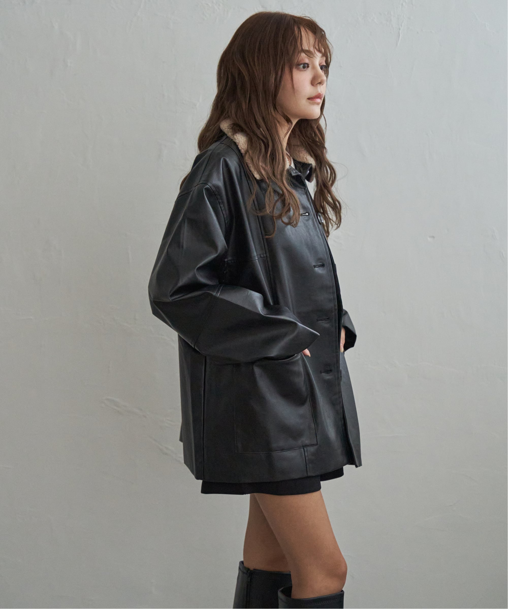 notch. 襟ボア合皮ジャケット : COX-ONLINE SHOP ヤフー店 - 通販