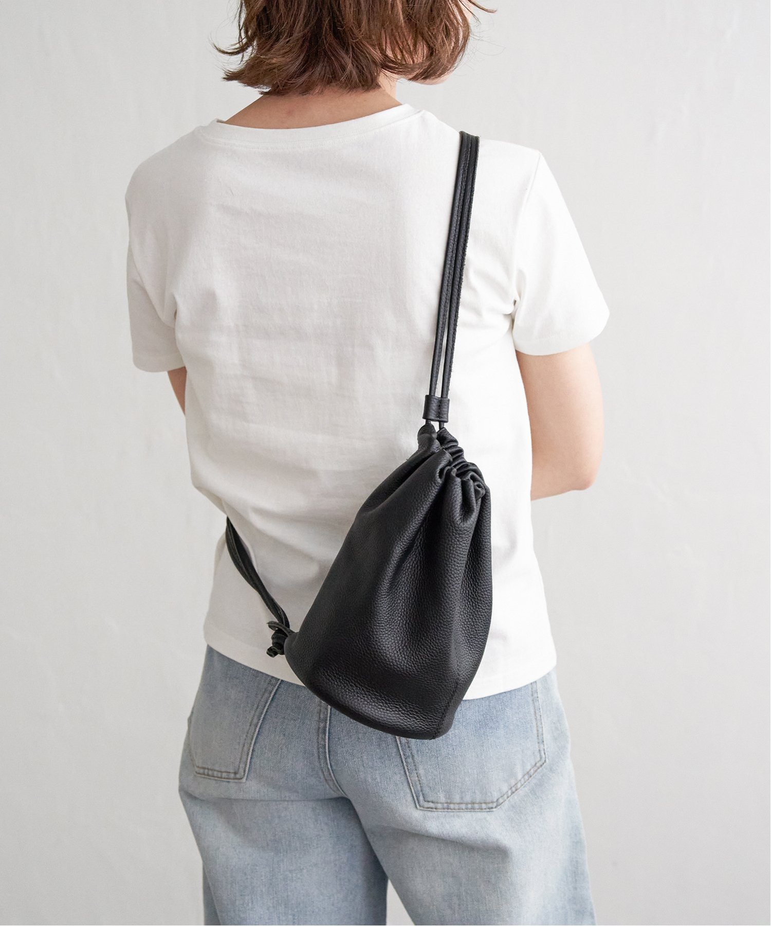 notch. 【sweet web掲載】COOCO シュリンクレザーロングショルダー巾着 