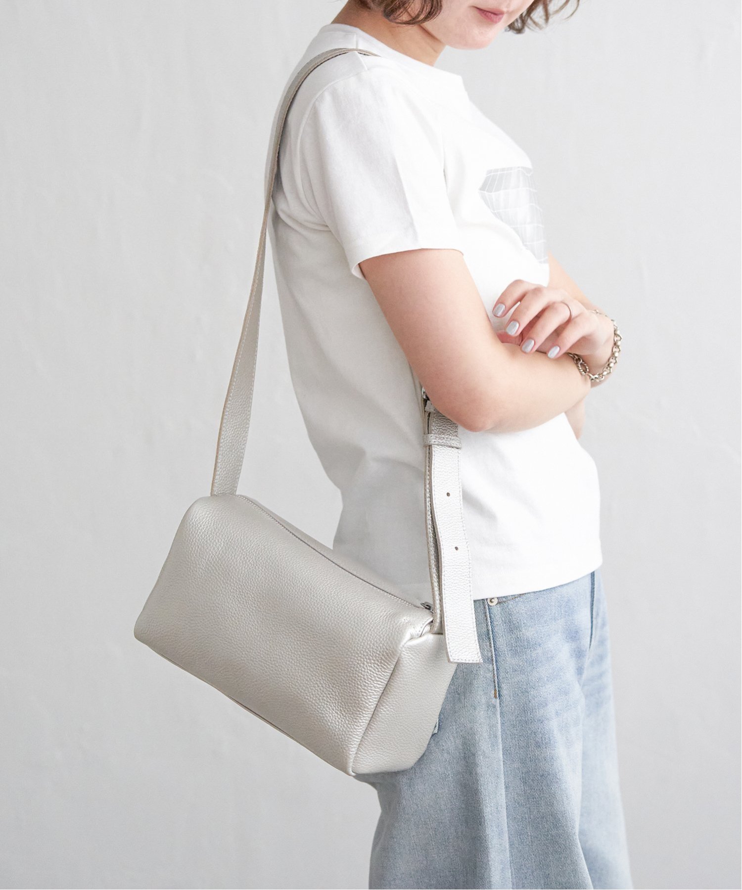 【sweet web掲載】COOCO シュリンクレザースクエアショルダーバッグ