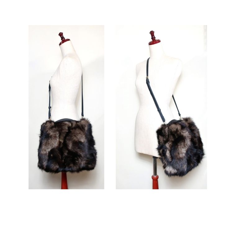 ikot（イコット） ファーバッグ ショルダー ブラウン フォックスファー