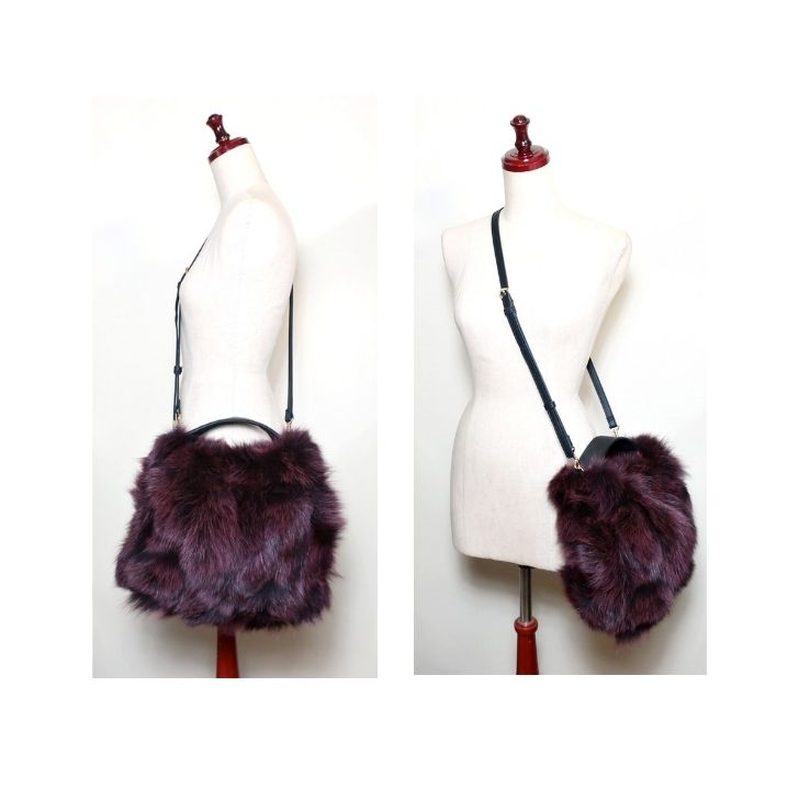 ikot（イコット） ファーバッグ ショルダー ワインカラー フォックス