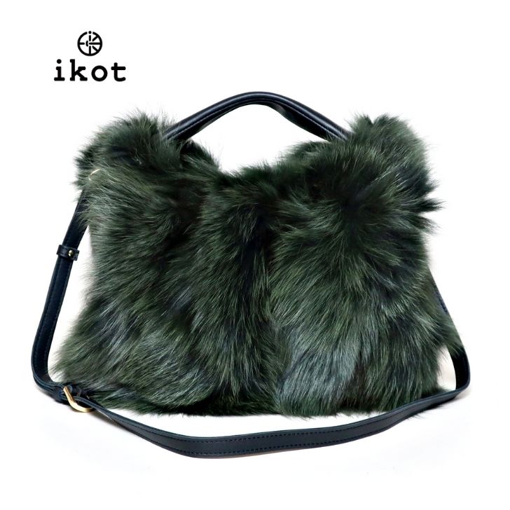 【やーず】ikot フォックスファー　バッグ　リアルファー ik124352-khaki.jpg