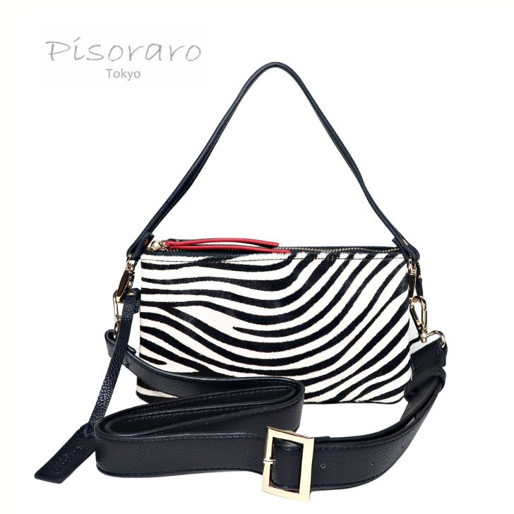 Pisoraro ピソラロ お財布ポシェット ショルダーバッグ ハラコ ゼブラ柄 3way 手提げ 肩掛け 斜め掛け アニマル柄 お財布ショルダー  レディース財布 PR172 :pr172-zebra:COXSWAIN 通販 