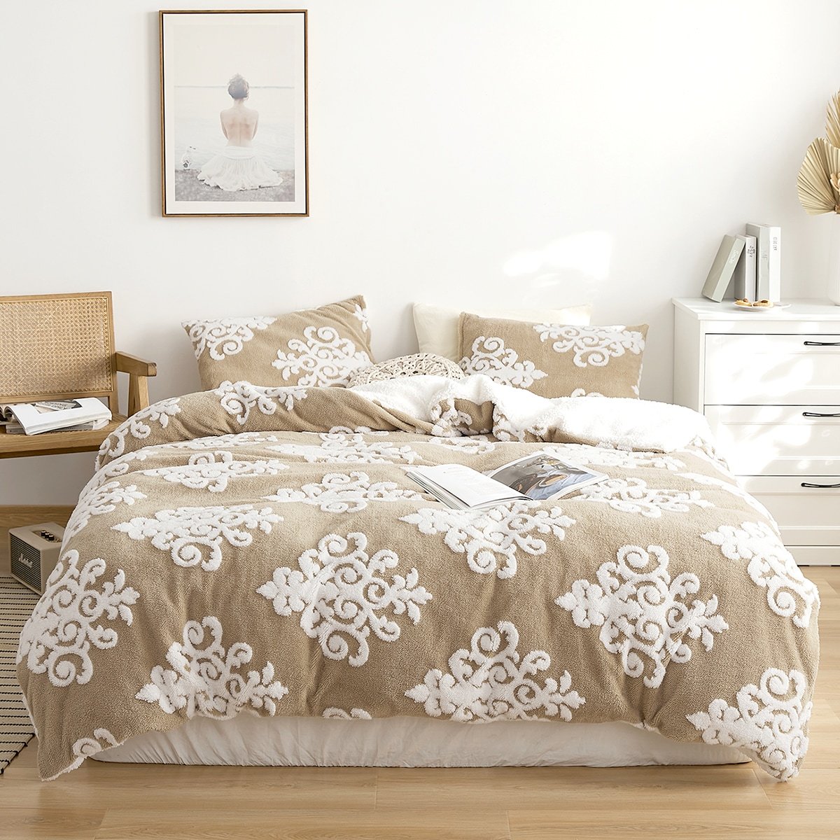 裏ボア毛布仕様ぽかぽかフリル付き掛布団カバー ダブル ブルー s0192.jpg