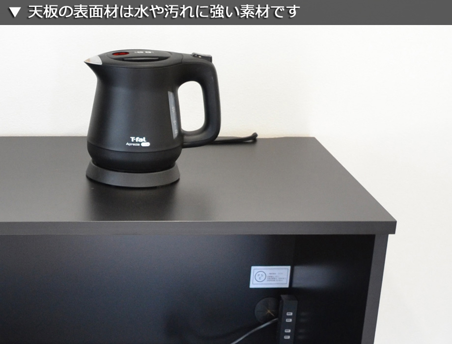 【幅1cm単位でサイズオーダー】セミオーダーキッチンカウンターLASCO ゴミ箱収納・家電収納 （幅80〜90cm 奥行42/47/52cm 高さ92cm） 全14色_6