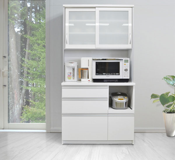 食器棚 キッチンボード メイナード 100cm幅 ホワイト メープル ウォールナット :kbdsa053:家具通販のコージールーム - 通販
