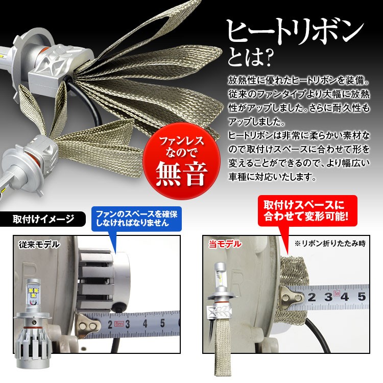 LED ヘッドライト ヒートリボン式 PHILIPS製LED H4 HI/LO 切り替え