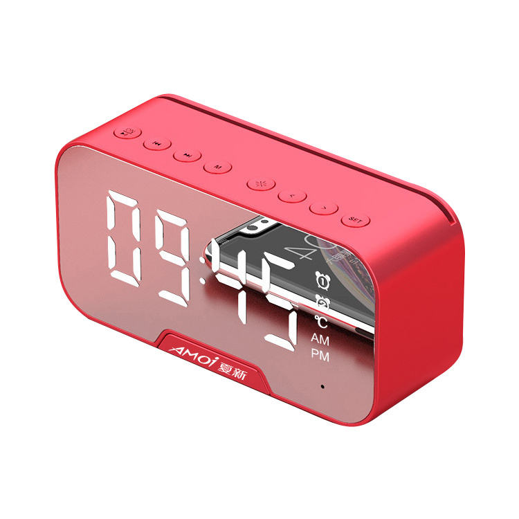 ワイヤレススピーカー スピーカー Bluetooth 5.0 マイク ブルートゥース ラジオ スマホスタンド デジタル時計 置き時計 おしゃれ  アラーム 重低音 温度計