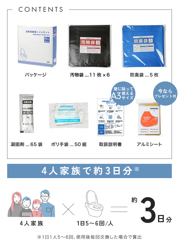 【クーポンでさらにお得】 簡易トイレ 凝固剤 災害用 非常用トイレ 65回分 災害グッズ 災害用トイレ トイレ 防災 地震 避難 対策 災害 超PayPay祭 |  | 08