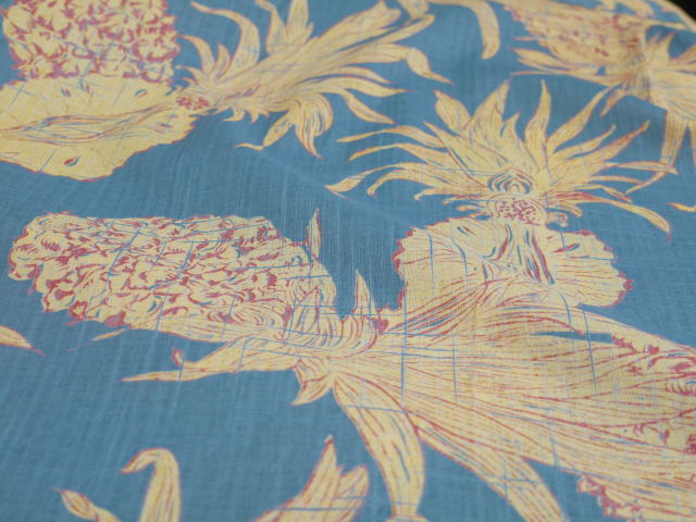 サンサーフ ISLAND PINEAPPLE コットンリネン オープンシャツ ホワイト レッド ブルー  SS39285 | SUGAR CANE | 01