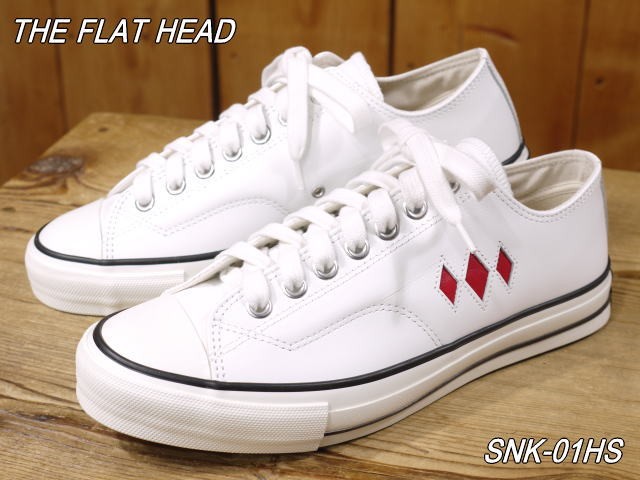 フラットヘッド レザースニーカー ホワイト レッド ブラック SNK-01HS theflathead