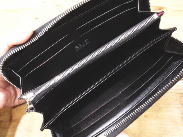 RJB エンボスジッパーウォレット ブラック ラウンドファスナー LW202