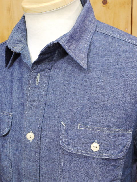 SUGAR CANE シュガーケーン 半袖シャンブレーワークシャツ ブルー