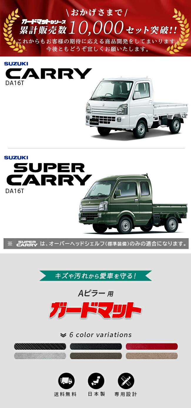 スズキキャリイスーパーキャリイDA16TAピラー用ガードマット適合車種紹介