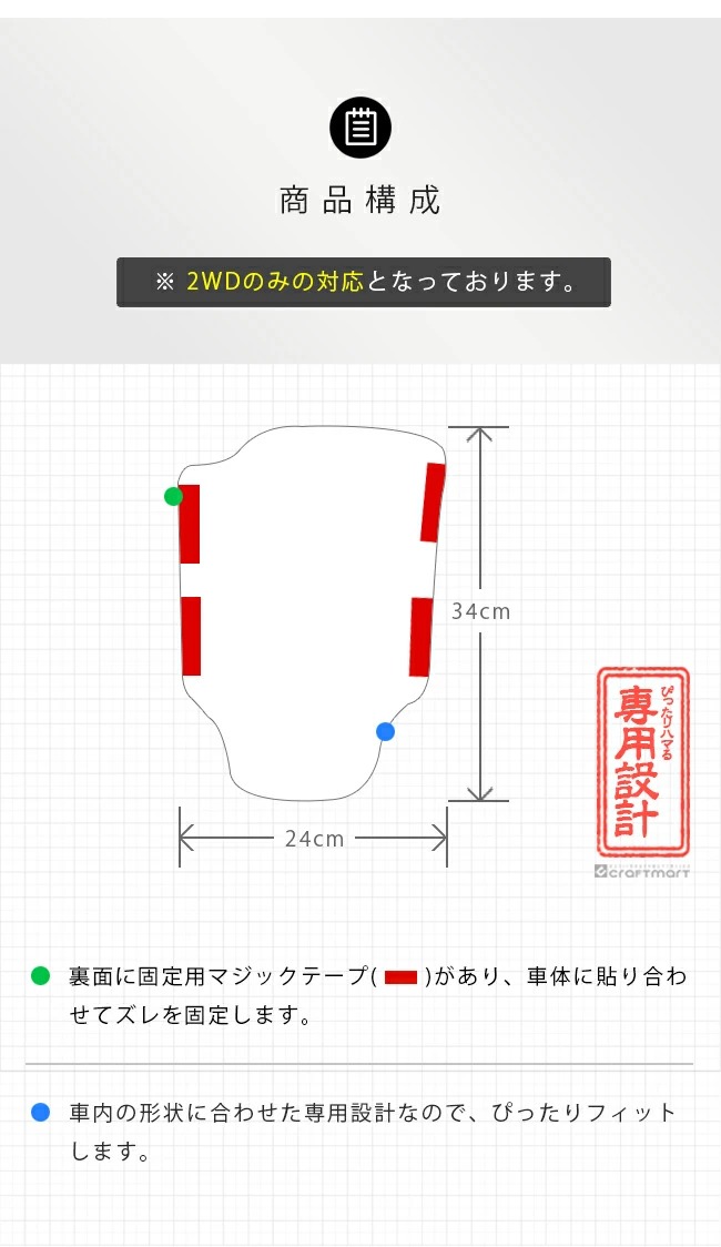 ムーヴキャンバス 専用 マット　フルカスタムパーツ 8PCS　市価：9,980円 ダイハツ（DAIHATSU） ムーヴキャンバス フロントセンター マット PM