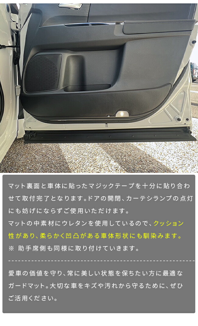 ホンダオデッセイeHEVフロントドアトリム用ガードマットのセッティングイメージ2