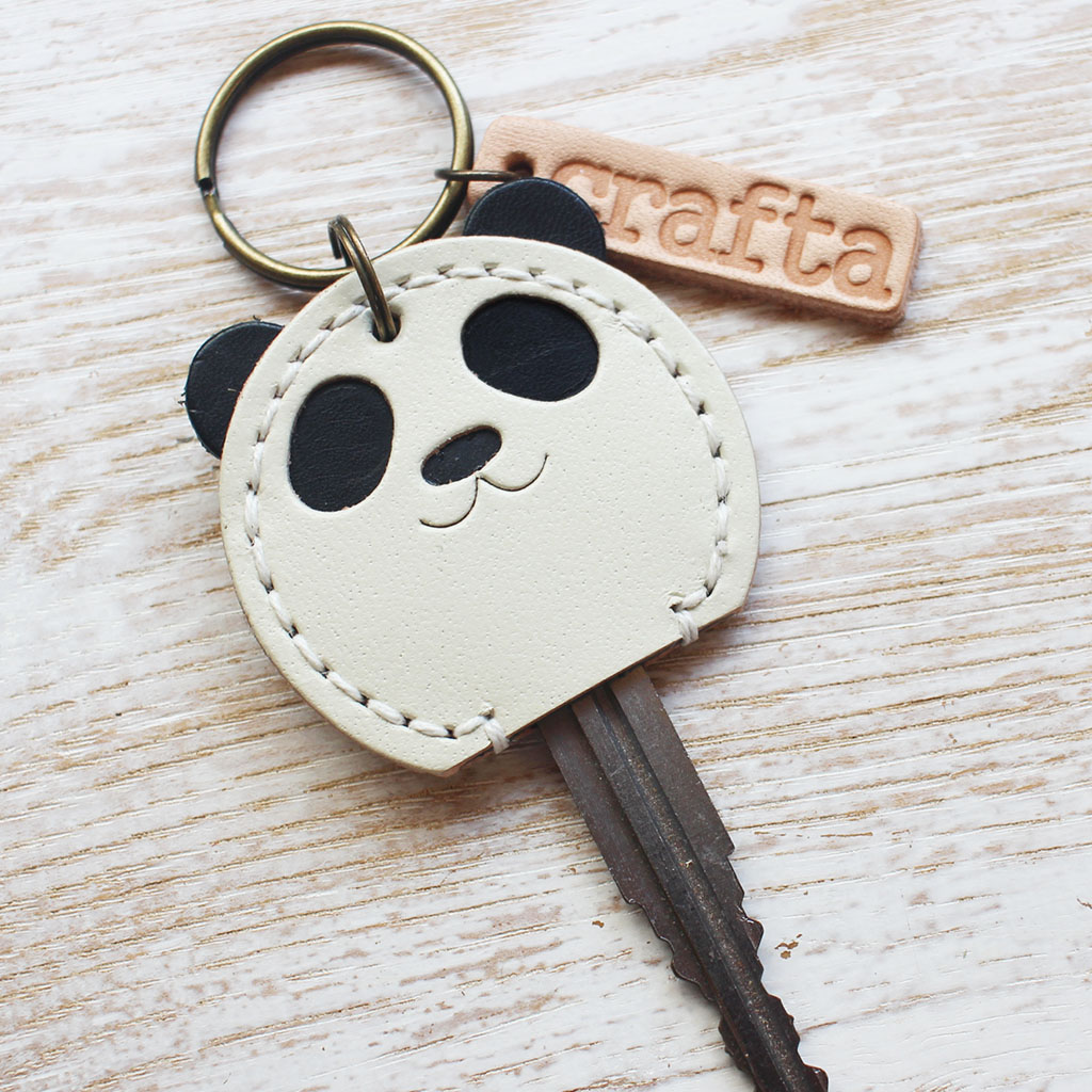 レザーキーカバー「かぎパンダ」 革 レザー : crafta shopヤフー店