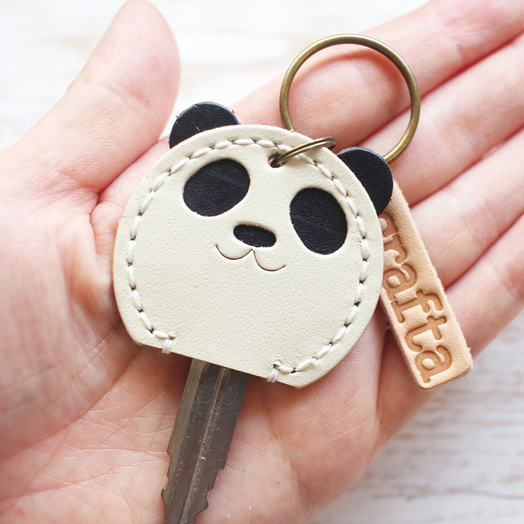 レザーキーカバー「かぎパンダ」 革 レザー : crafta shopヤフー店