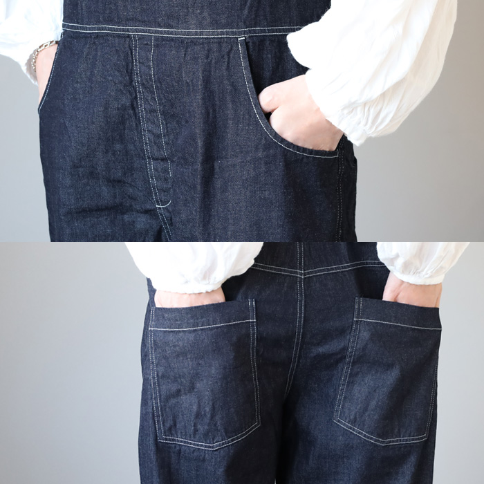 NARU FACTORY(ナル ファクトリー) 8oz ムラデニム ノッポサロペット