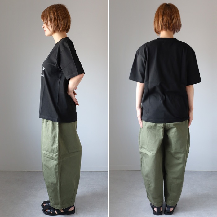 HARVESTY(ハーベスティ) イワサトミキ プリントボックス Tシャツ DOG レディース / 岡山 倉敷 児島 定番服 ブランド イラスト 半袖 ゆったり 犬 シンプル 春 夏 HARVESTY HARVESTY(ハーベスティ) イワサトミキ プリント