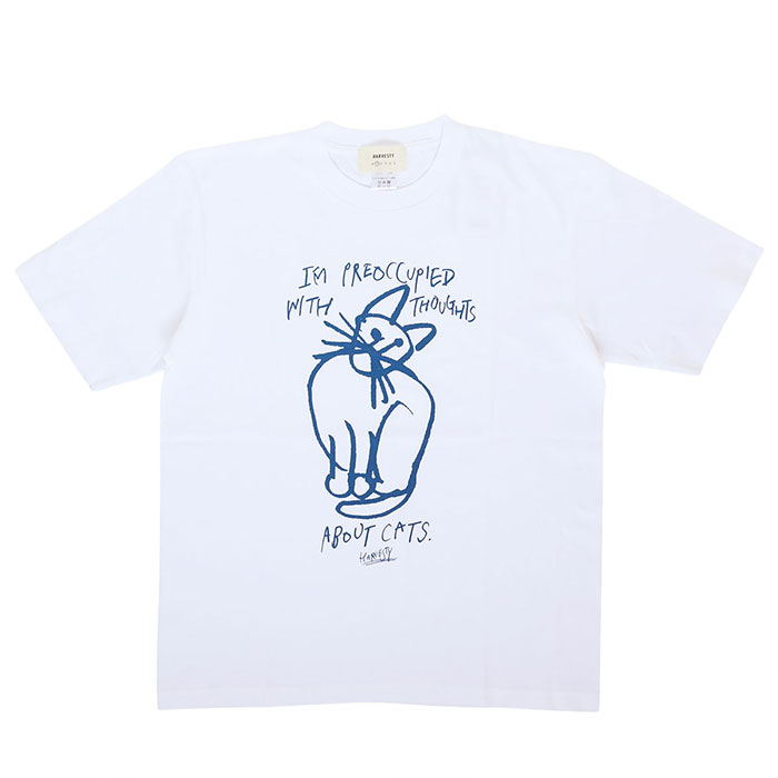 HARVESTY(ハーベスティ) イワサトミキ プリントボックス Tシャツ CAT-2 レディース /岡山 倉敷 児島 定番服 ブランド イラスト 半袖 ゆったり 猫 シンプル 春 夏の画像