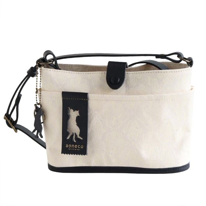 aoneco(アオネコ) ダマスク柄 バケット ミニ ショルダーバッグ 横型 / 保護猫 支援 寄付 ブランド 日本製 レディース 肩掛け ポシェット 斜めがけ 猫 ネコ 本革 | aoneco | 04