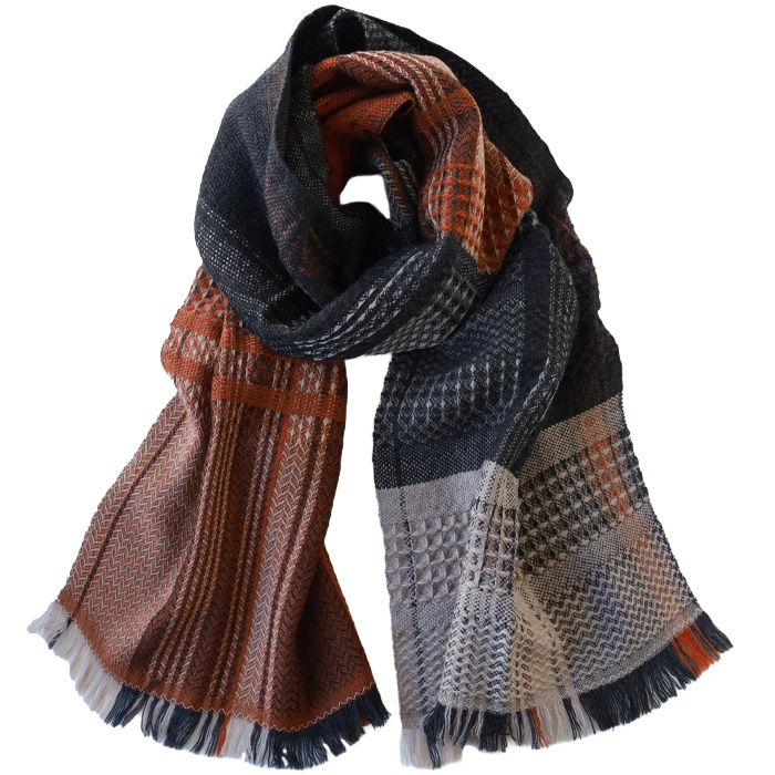 暖かいロングBURBERRY ブラックマフラー ウール kobooriza 工房織座 KAWARI ウールマフラーzero かわり織りマフラー