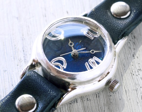渡辺工房 手作り腕時計 “Lady on Time-S” レディースシルバー ブルー文字盤 [NW-305BSV-BL]