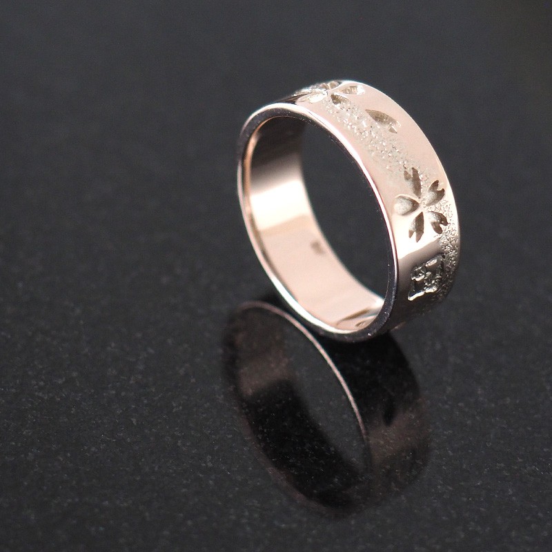 エス 和柄アクセサリー 霞桜 平打ちリング 透かし彫り オーバーレイ