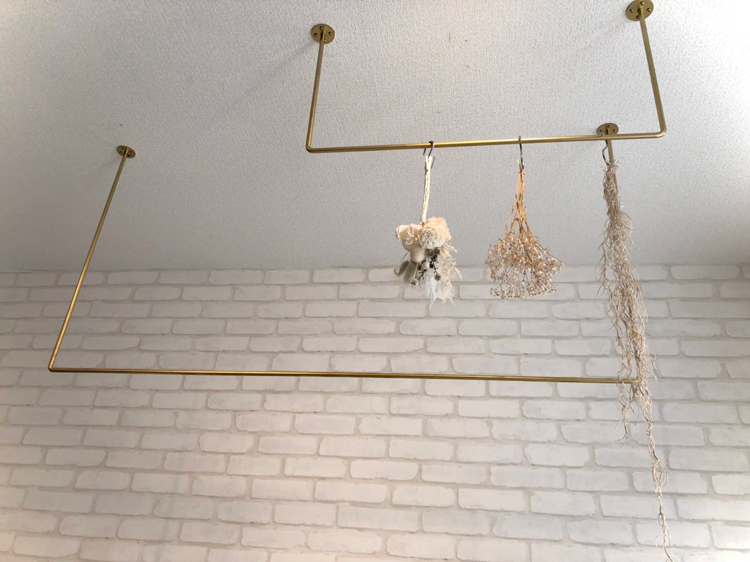 オーダーサイズ可能 ハンギングバー セット 60cm 120cm ゴールド