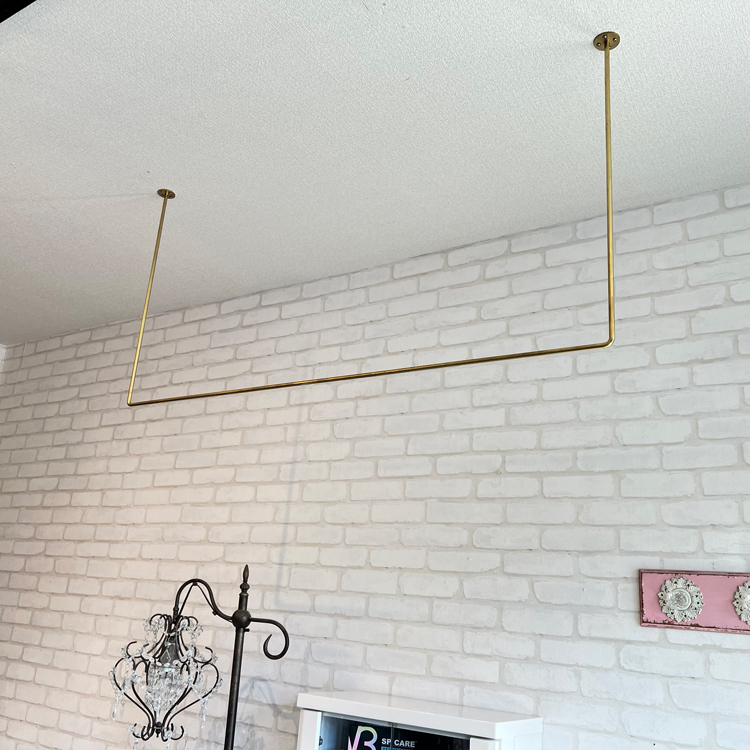 オーダーサイズ可能 ハンギングバー 120cm ゴールド アイアンバー