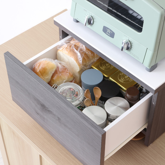 木製 レンジ トースター 収納 ラック 引出し...の詳細画像1