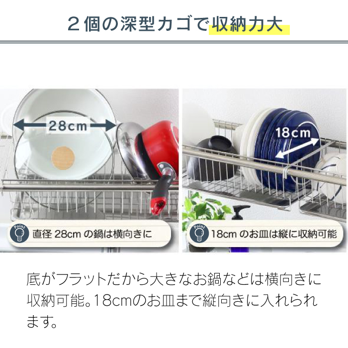 川口工器 水切りラック シンク上 2段 カゴ4 スリム 奥行 23cm 幅伸縮