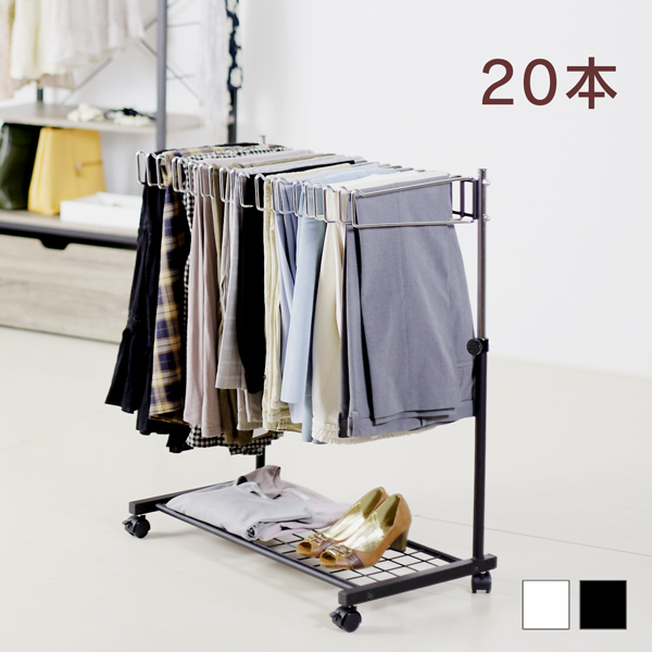 川口工器 国産 スラックスハンガー ラック 20本 棚付き 高さ伸縮 川口工器 国産 スラックスハンガー ラック 20本 棚付き 高さ伸縮