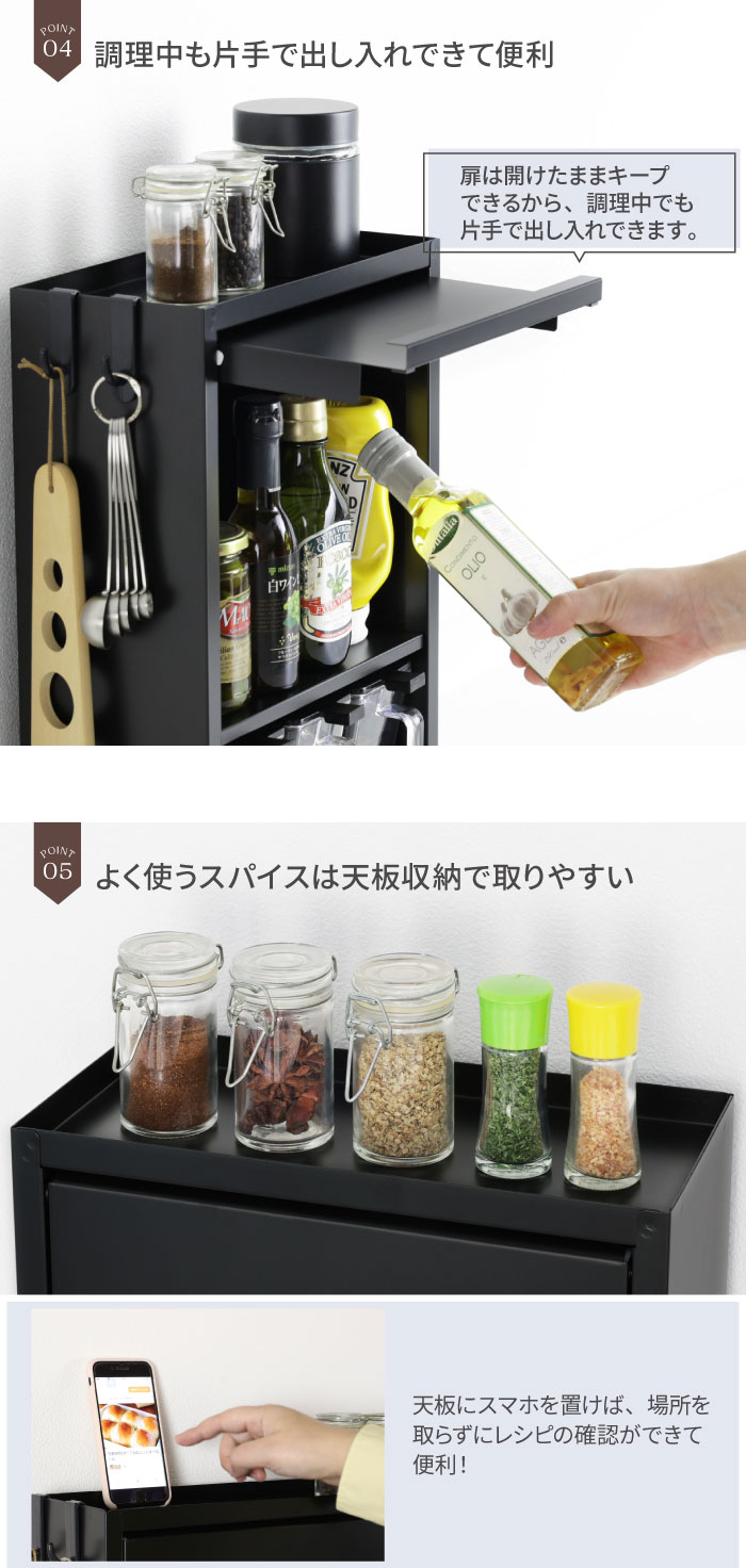 川口工器 スパイスラック 調味料ラック 扉付き おしゃれ スリム ポット