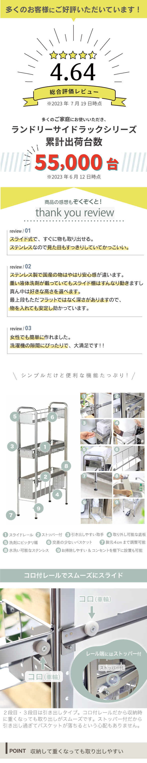 川口工器 隙間収納ラック ランドリー収納 サイド ラック 3段 幅 川口工器 隙間収納ラック ランドリー収納 サイド ラック 3段 幅