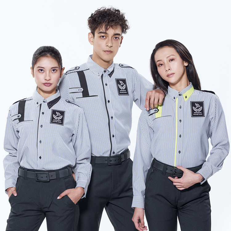 警備服 シャツ Yシャツ 長袖 ストライプ ネオセキュリティ