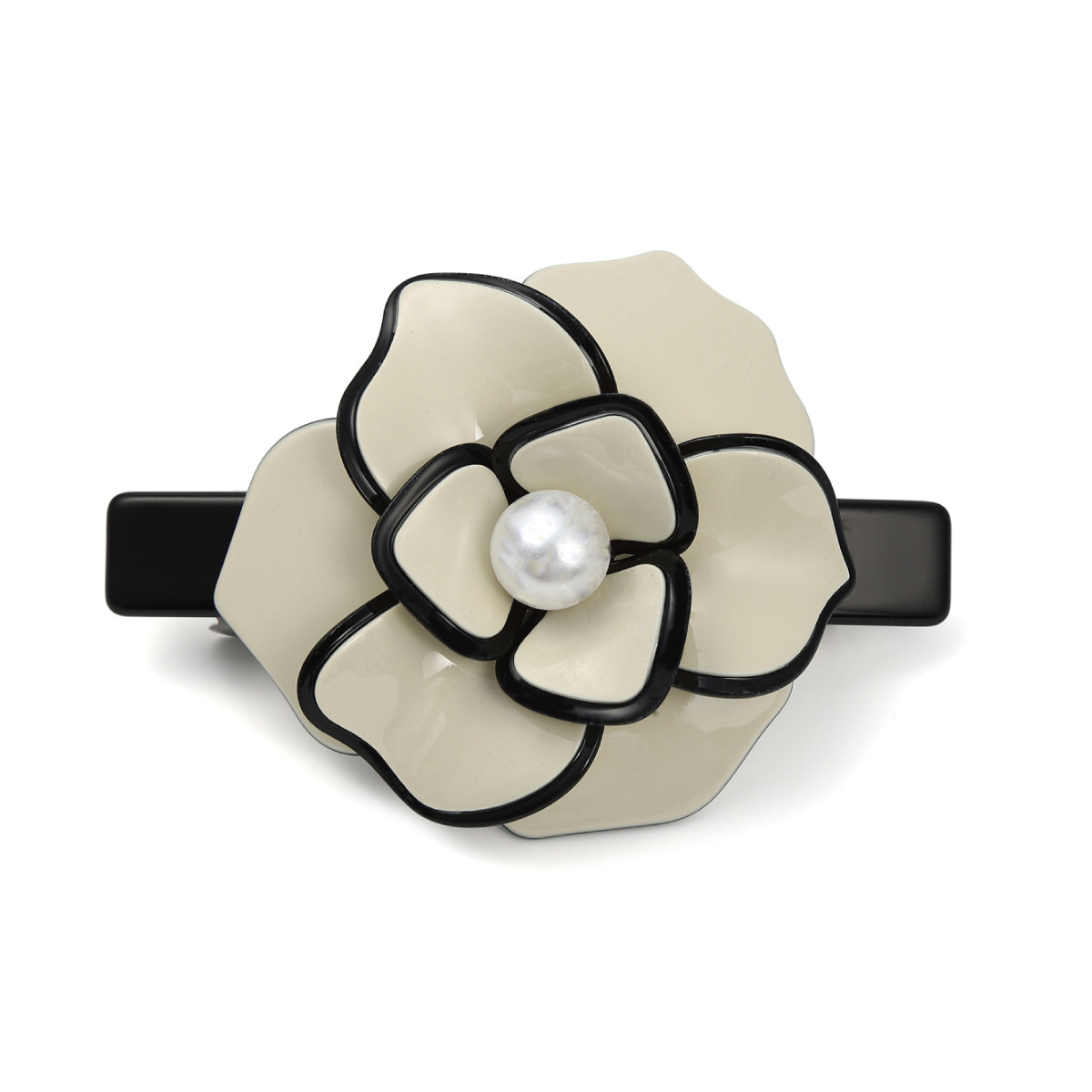 バレッタ ヘアクリップ 花 大人 可愛い 上品 お洒落 髪飾り 髪留め モノトーン エナメル調 挟む 滑り止め 跡が付きにくい 浴衣 アレンジ |  | 02