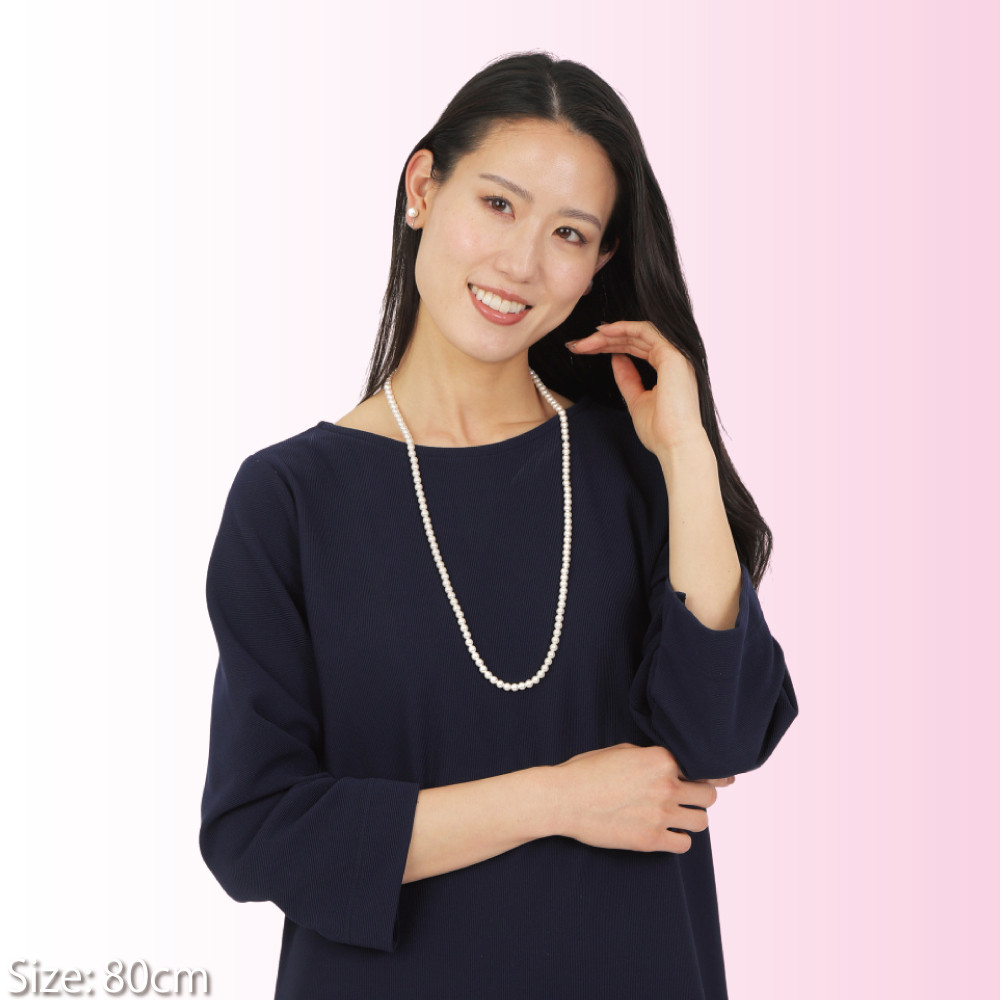 パール ロング ネックレス 2連 日本製 貝パール 6mm フォーマル 結婚式