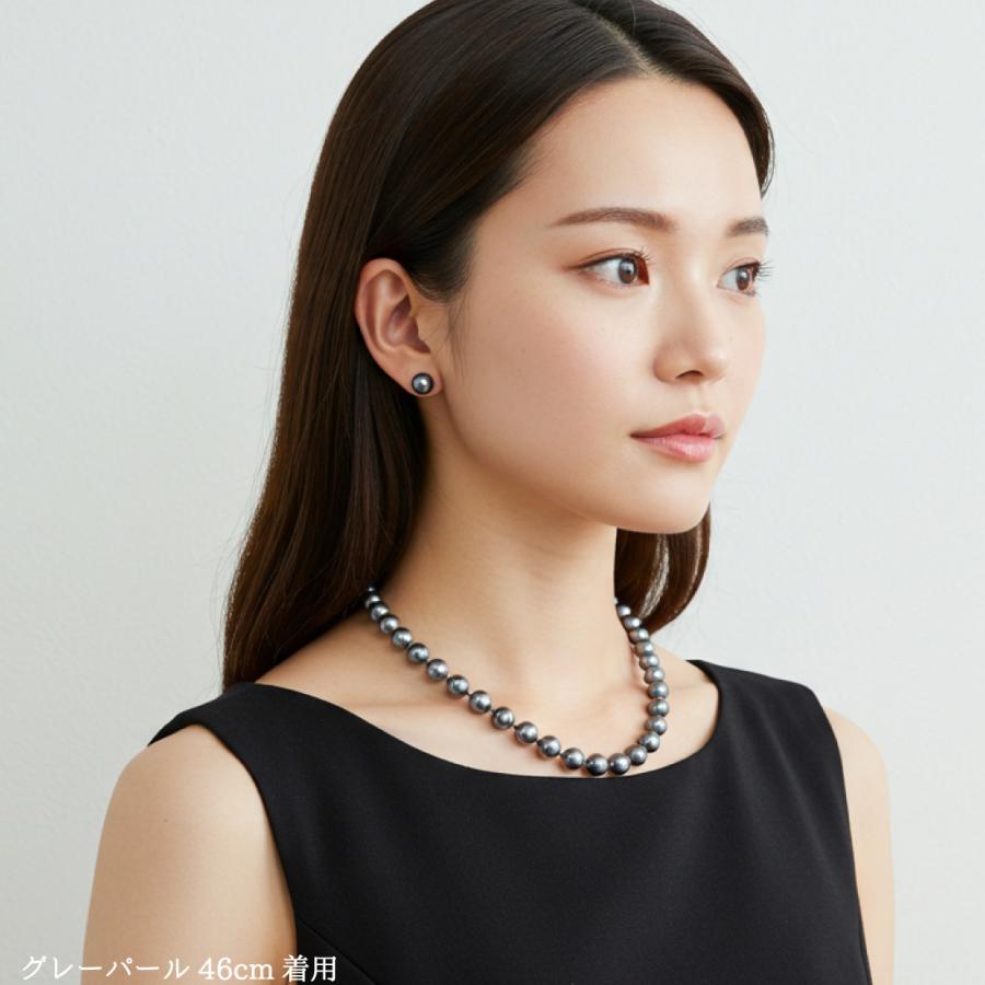 パールネックレス 冠婚葬祭 グレー クリスタルガラスパール 8mm 日本製