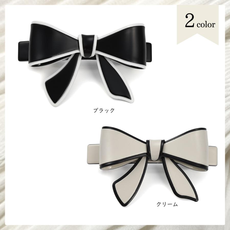 バレッタ　リボン　モノトーン バレッタ ヘアクリップ リボン モノトーン 大人 可愛い 髪飾り 髪留め