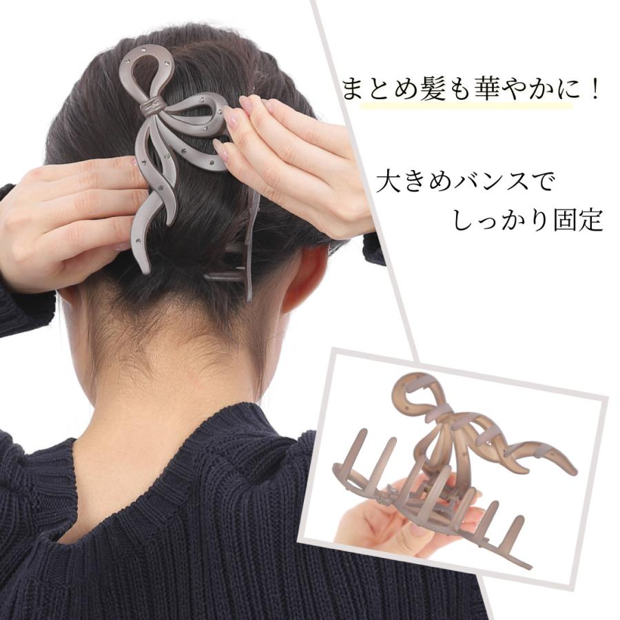 ヘアクリップ 大きめ リボン ラインストーン バンスクリップ キラキラ