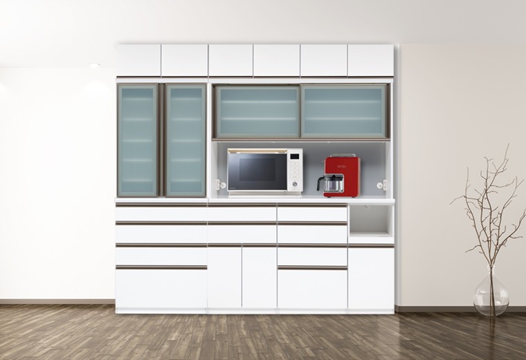 ハイタイプ 上置 食器棚 幅80cm キッチン収納 キッチンボード ハイ