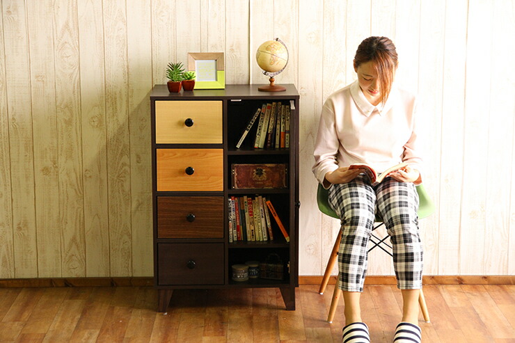 ウッドグラデーション キャビネット 引出4杯 : クラシト - 通販